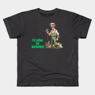 Cartoon design of a male gardener with humorous saying Kids T-Shirt